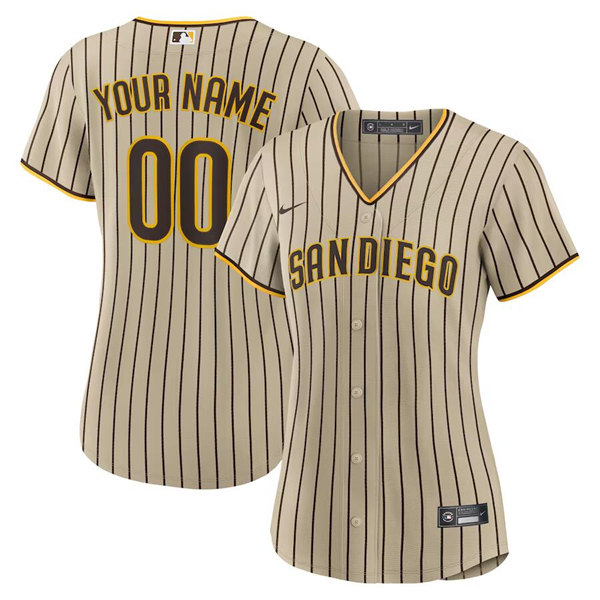 Women's San Diego Padres ACTIVE PLAYER Custom Tan Brown Stitched Jersey(Run Small)